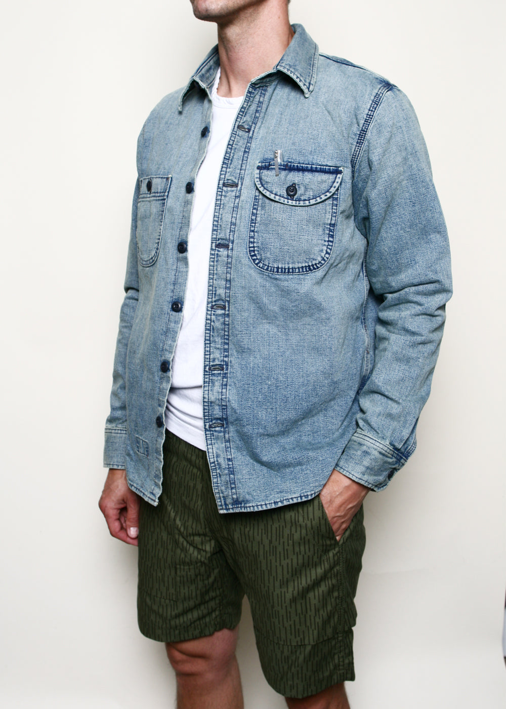 Work Shirt // Washed Out Indigo Selvedge Canvas – Rogue Territory