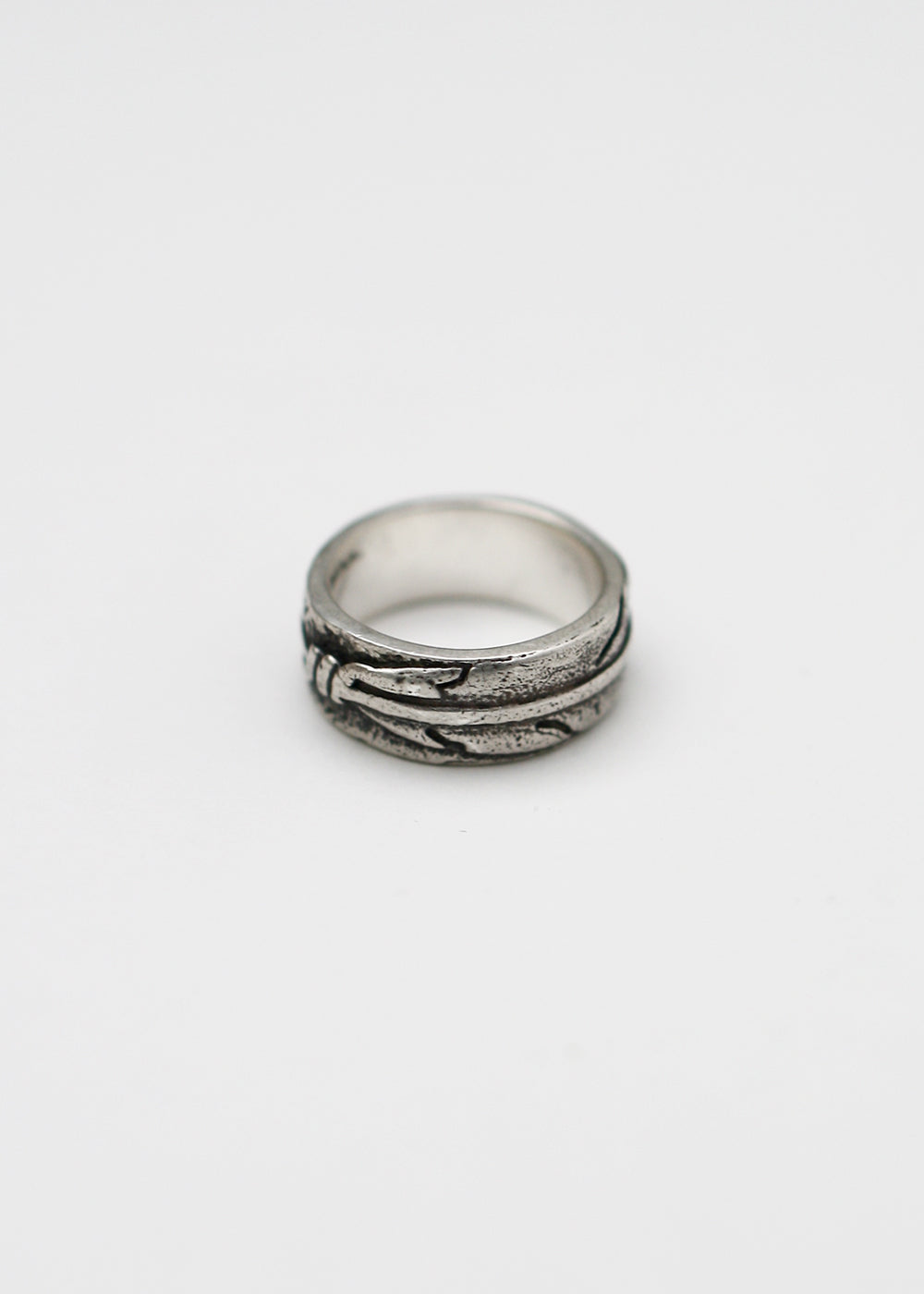 Vintage Sterling Silver One Feather Band Ring