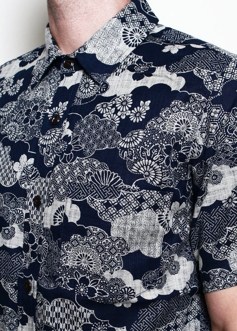 Oxford Shirt // Navy Floral Cloud
